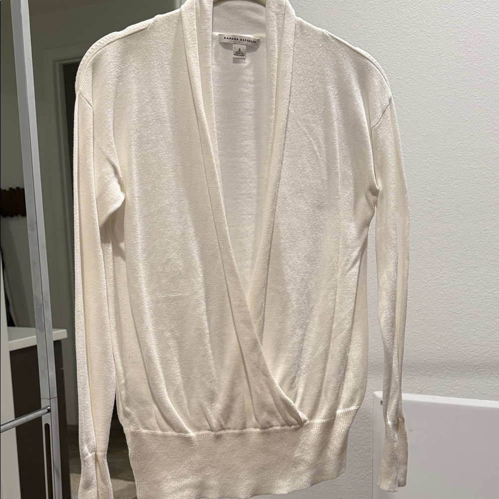 Banana Republic Cream Open Front Cardigan